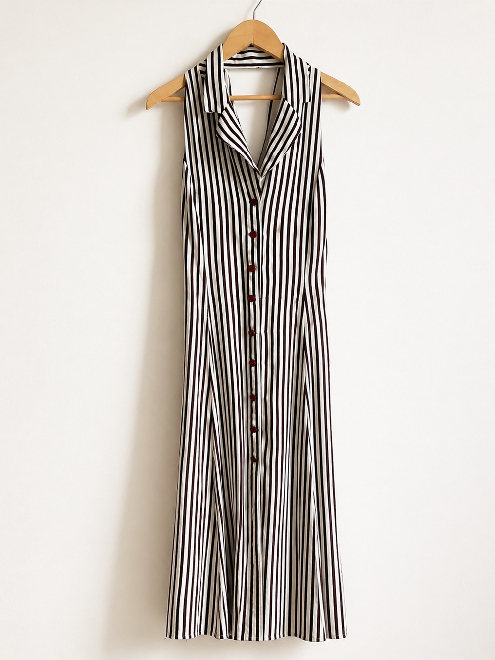 Vintage Garçonne Paris Striped Dress Open Back Sleeveless 6 French Minimalist